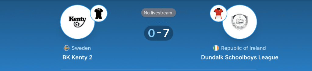 Dundalk Schoolboys League dominate BK Kenty 7-0 in Gothia