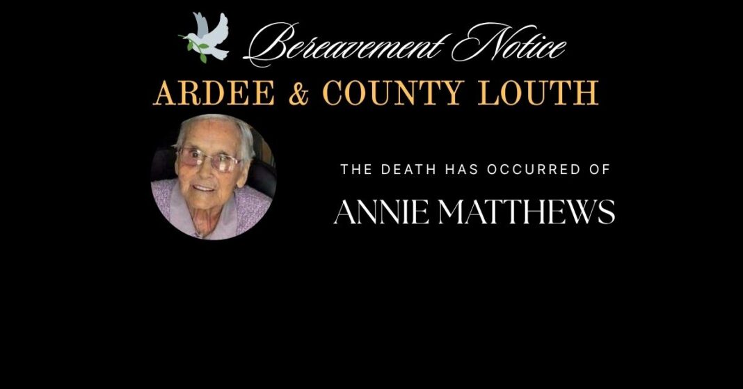 Annie Matthews, Townrath, Drogheda, Co. Louth. 24th March 2026