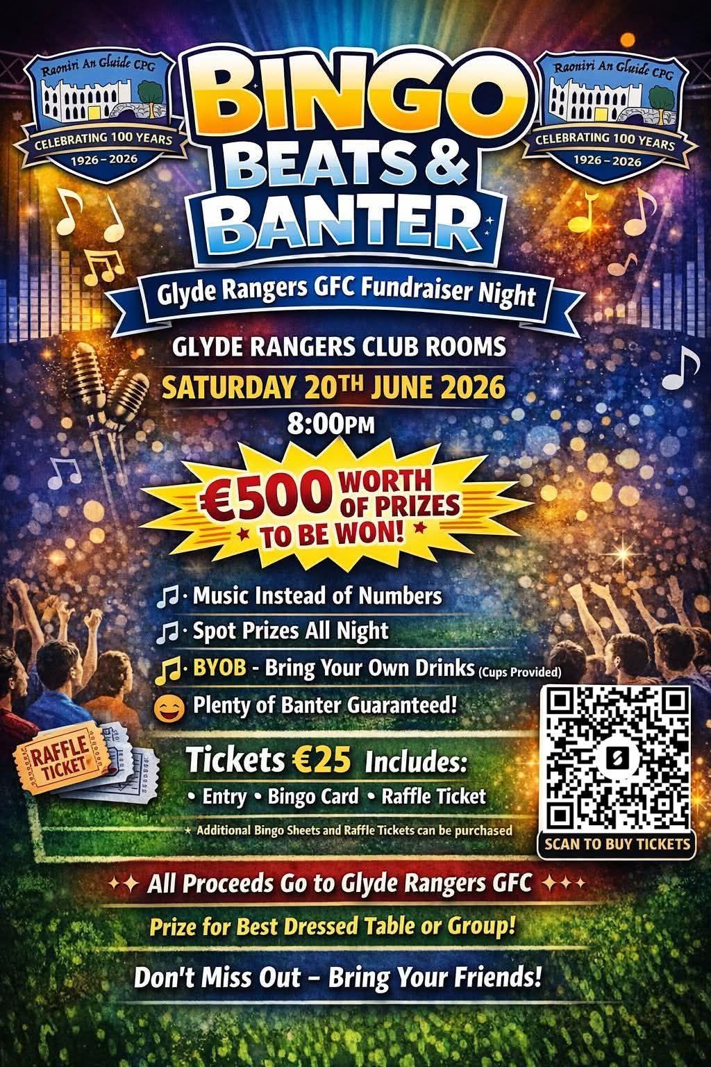 Glyde Rangers Music Bingo Poster